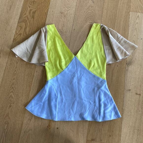 Stine Goya - Color Block Peplum Top in Yellow & Blue - Picture 1 of 5